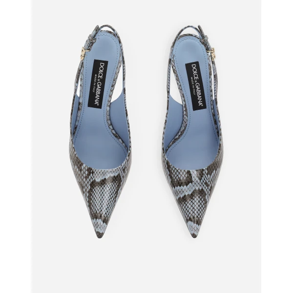 Light Blue Dolce & Gabbana Python skin slingbacks, view 4 | Heels