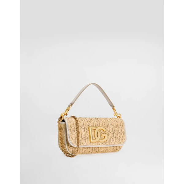 Multicolour Dolce & Gabbana Rafia crochet shoulder bag, view 3 | Shoulder & Crossbody Bags