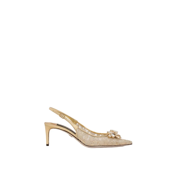 Rainbow lace slingbacks in lurex lace