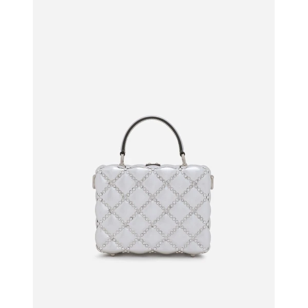 Silver Dolce & Gabbana Resin Dolce Box bag with rhinestones, view 3 | Totes & Top-Handle Bags