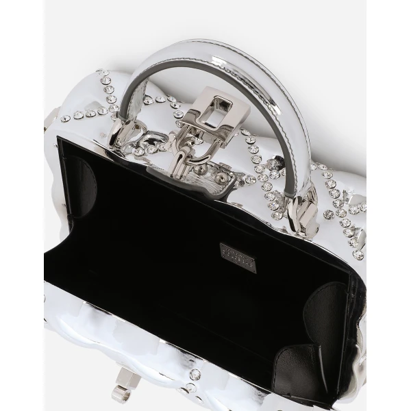 Silver Dolce & Gabbana Resin Dolce Box bag with rhinestones, view 4 | Totes & Top-Handle Bags