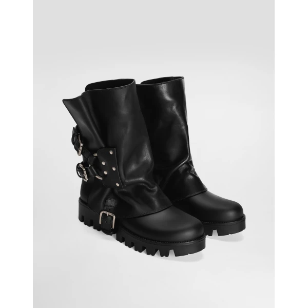 Black Dolce & Gabbana Rubber and calfskin ankle boots, view 2 | Boots