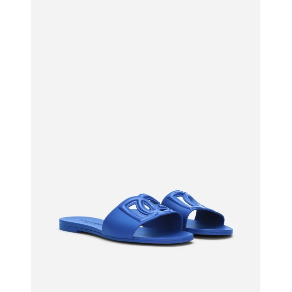 Blue Dolce & Gabbana Rubber beachwear sliders, view 2 | Flip Flops & Slides