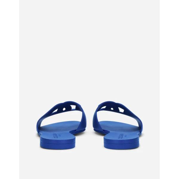 Blue Dolce & Gabbana Rubber beachwear sliders, view 3 | Flip Flops & Slides