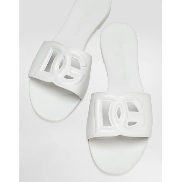 White Dolce & Gabbana Rubber beachwear sliders, view 4 | Flip Flops & Slides