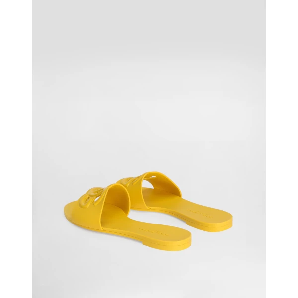 Yellow Dolce & Gabbana Rubber beachwear sliders, view 3 | Flip Flops & Slides