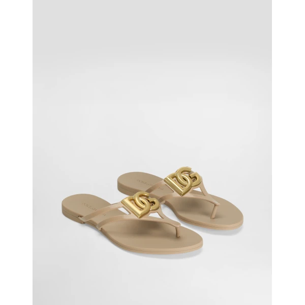 Multicolour Dolce & Gabbana Rubber beachwear slides with logo, view 2 | Flip Flops & Slides