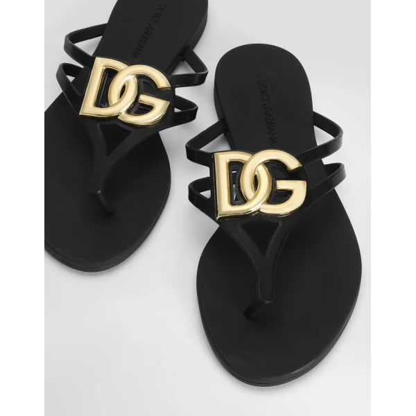 Multicolour Dolce & Gabbana Rubber beachwear slides with logo, view 4 | Flip Flops & Slides