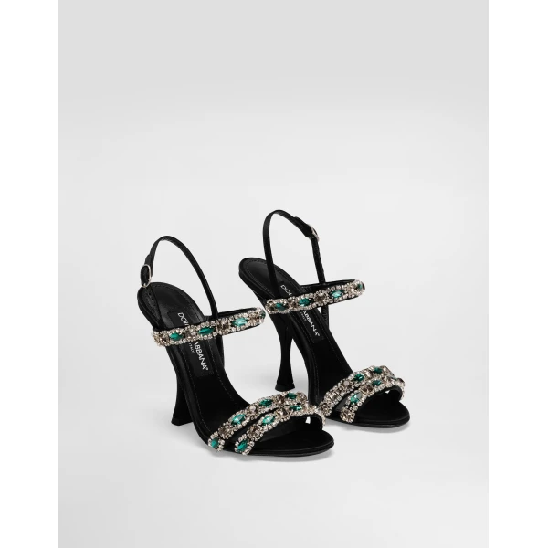 Black Dolce & Gabbana Sandals with embroidery, view 2 | Sandals