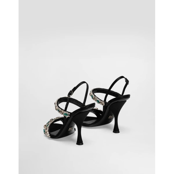 Black Dolce & Gabbana Sandals with embroidery, view 3 | Sandals