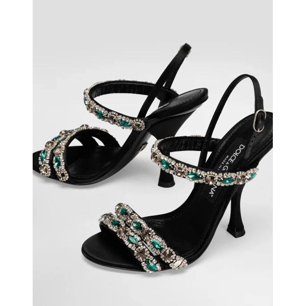 Black Dolce & Gabbana Sandals with embroidery, view 4 | Sandals
