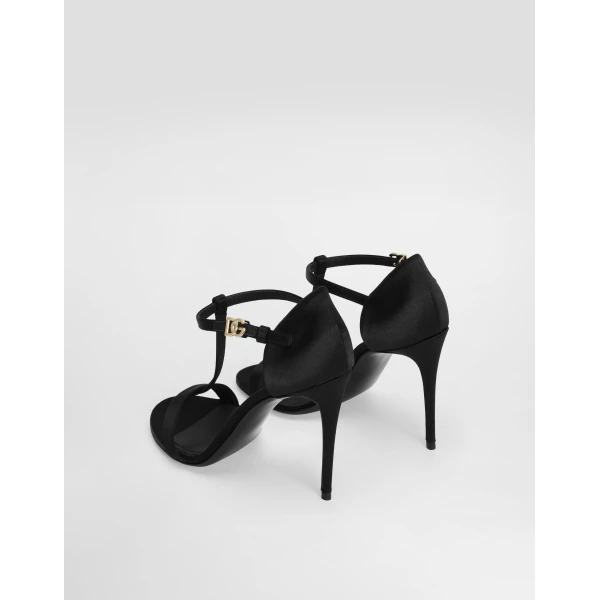 Black Dolce & Gabbana Satin T-bar sandals, view 3 | Sandals