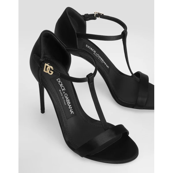 Black Dolce & Gabbana Satin T-bar sandals, view 4 | Sandals