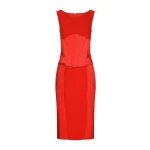 Red Dolce & Gabbana Satin and cady calf-length dress | Midi Dresses