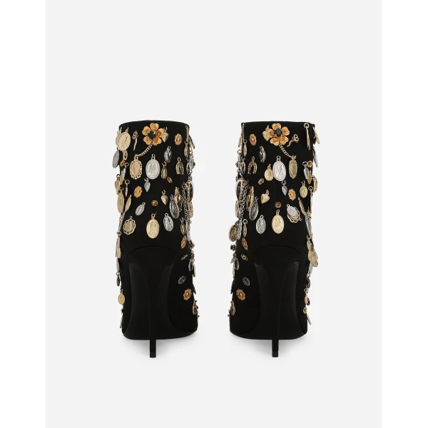 Multicolour Dolce & Gabbana Satin and embroidered ankle boots, view 3 | Boots