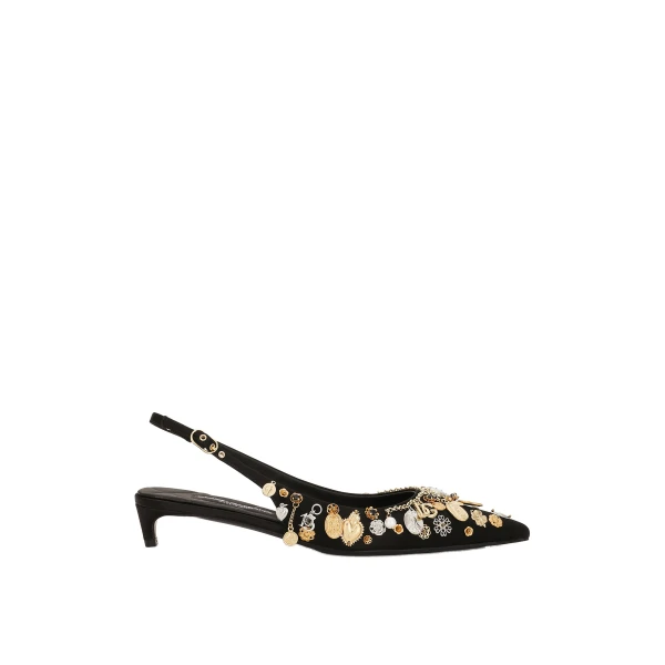 Multicolour Dolce & Gabbana Satin and embroidered slingbacks | Heels
