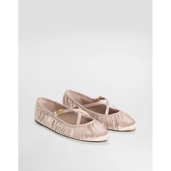 Pale Pink Dolce & Gabbana Satin ballet flats, view 2 | Flats