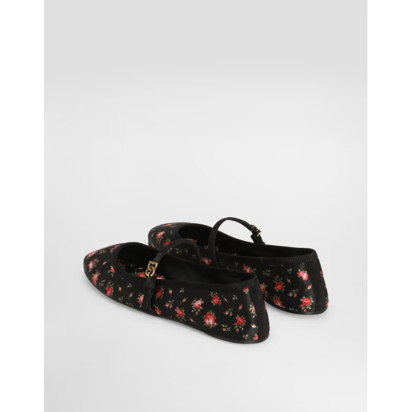 Multicolour Dolce & Gabbana Satin ballet flats with little roses print, view 3 | Flats