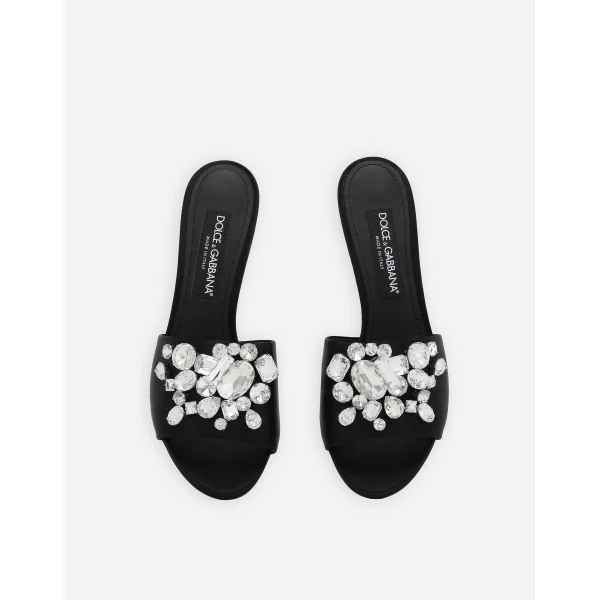 Black Dolce & Gabbana Satin mules with embroidery, view 4 | Mules