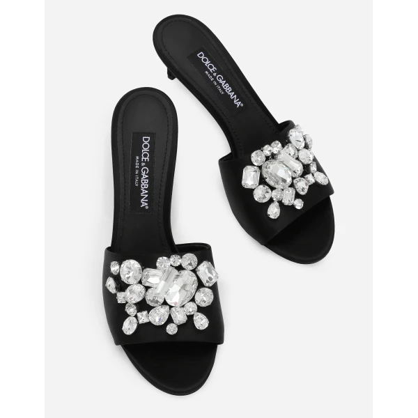 Black Dolce & Gabbana Satin mules with embroidery, view 5 | Mules