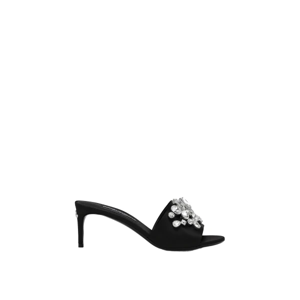 Satin mules with embroidery
