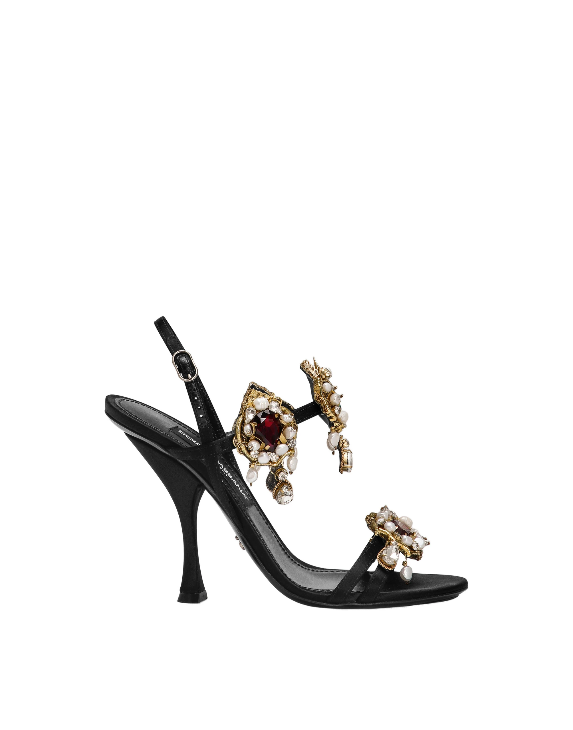Dolce & Gabbana Satin sandals with embroidery