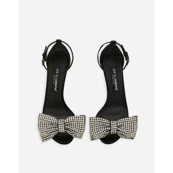 Multicolour Dolce & Gabbana Satin sandals with rhinestone embellishment, view 4 | Sandals