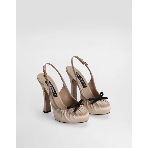 Beige Dolce & Gabbana Satin slingbacks, view 2 | Heels