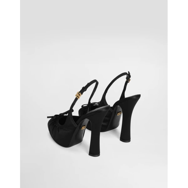 Black Dolce & Gabbana Satin slingbacks, view 3 | Heels