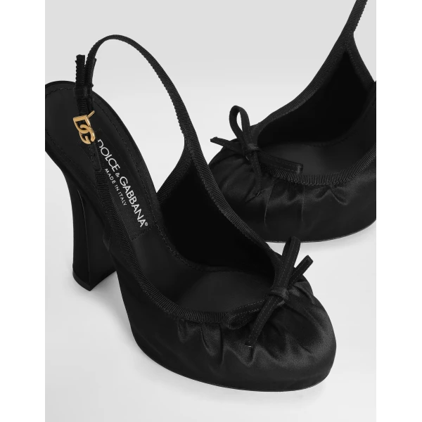 Black Dolce & Gabbana Satin slingbacks, view 4 | Heels