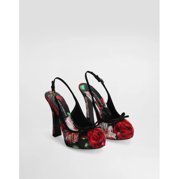 Print Dolce & Gabbana Satin slingbacks, view 2 | Heels