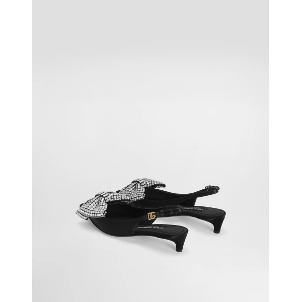 Multicolour Dolce & Gabbana Satin slingbacks with rhinestone embellishment, view 3 | Heels