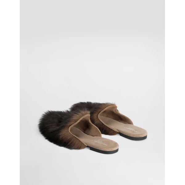 Brown Dolce & Gabbana Shearling and suede slippers, view 3 | Mules