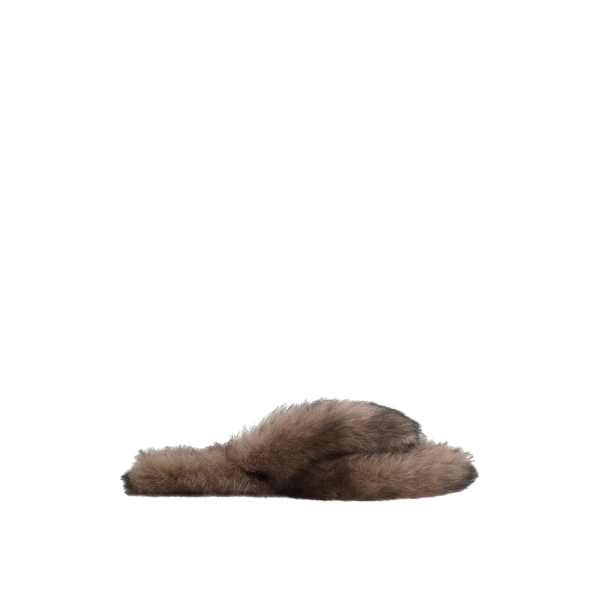 Brown Dolce & Gabbana Shearling flip-flops | Flip Flops & Slides