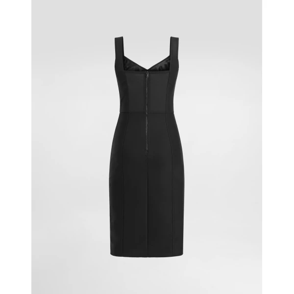 Black Dolce & Gabbana Sheath dress in elastic fabric and lace, view 2 | Dresses