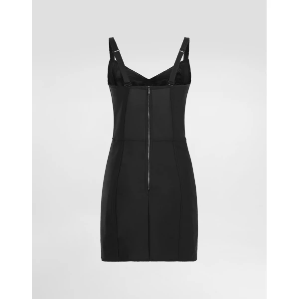 Black Dolce & Gabbana Sheath dress in stretch fabric and lace, view 2 | Dresses