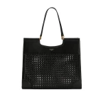 Black Dolce & Gabbana Shopping Sicily in straw and calfskin weave | Totes & Top-Handle Bags