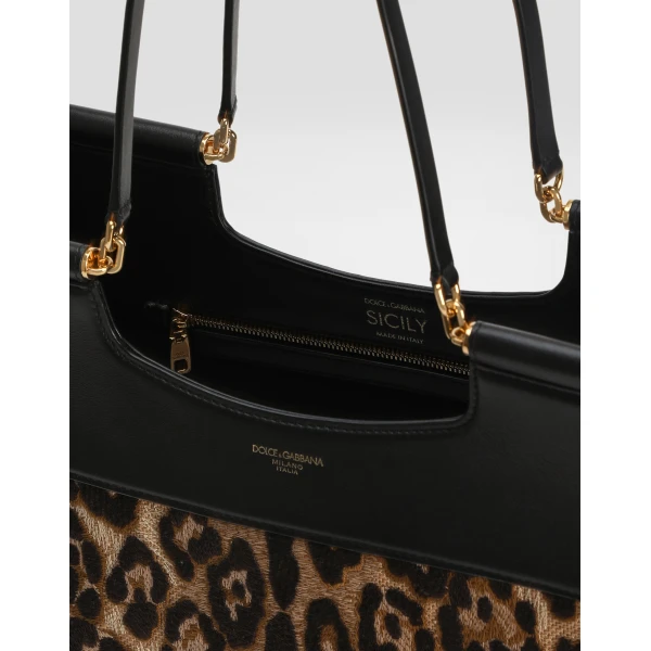 Multicolour Dolce & Gabbana Sicily large shopping bag with embroidery, view 6 | Totes & Top-Handle Bags