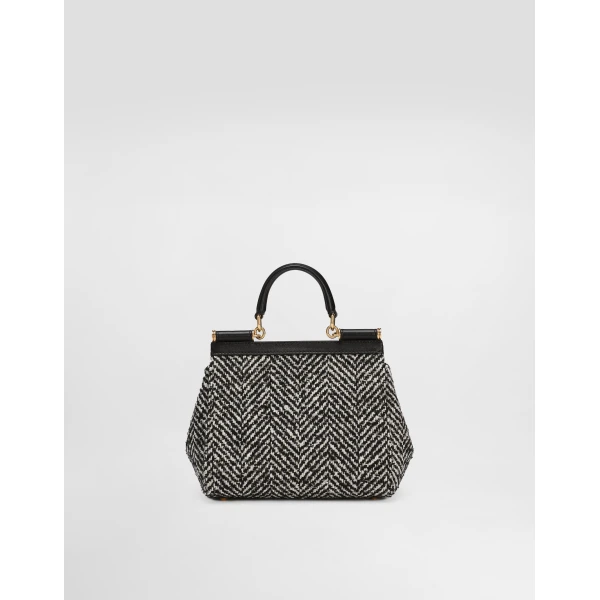 Multicolour Dolce & Gabbana Sicily medium chevron wool handbag, view 4 | Totes & Top-Handle Bags