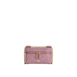 Pink Dolce & Gabbana Sicily small shoulder bag in polished ostrich leather | Shoulder & Crossbody Bags