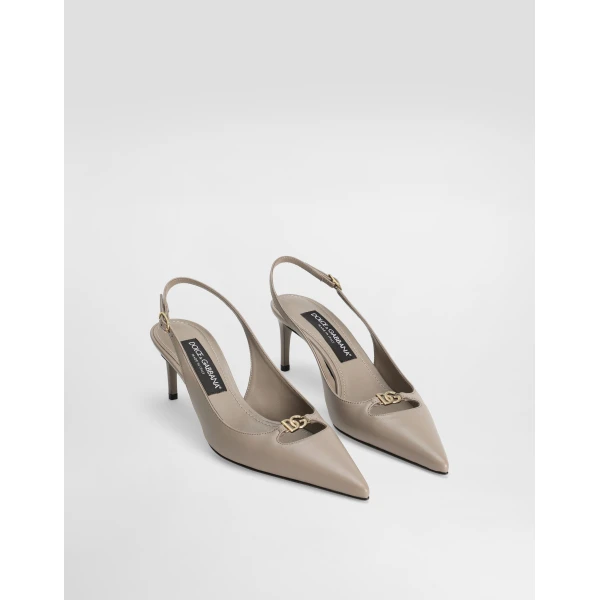 Beige Dolce & Gabbana Silk-effect nappa leather slingback, view 2 | Heels
