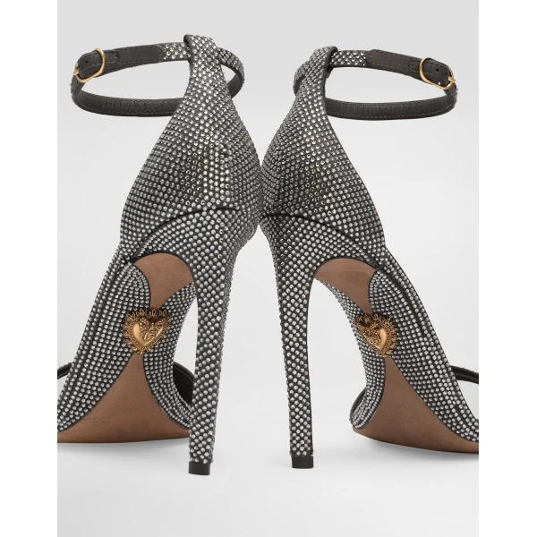 Multicolour Dolce & Gabbana Silk satin sandals with rhinestones, view 4 | Sandals