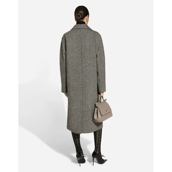 Multicolour Dolce & Gabbana Single-breasted wool herringbone coat, view 3 | Wool Coat