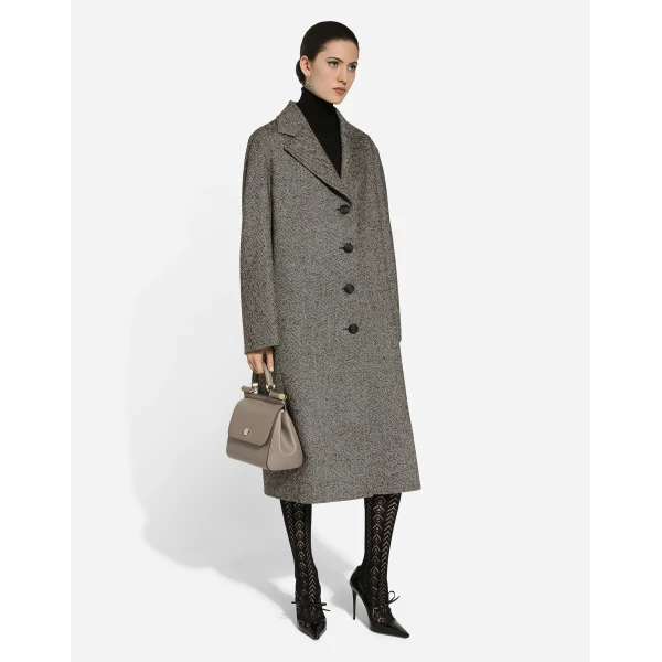 Multicolour Dolce & Gabbana Single-breasted wool herringbone coat, view 5 | Wool Coat