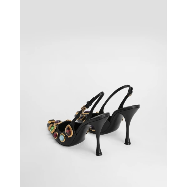 Multicolour Dolce & Gabbana Slingback with stone embroidery, view 3 | Heels