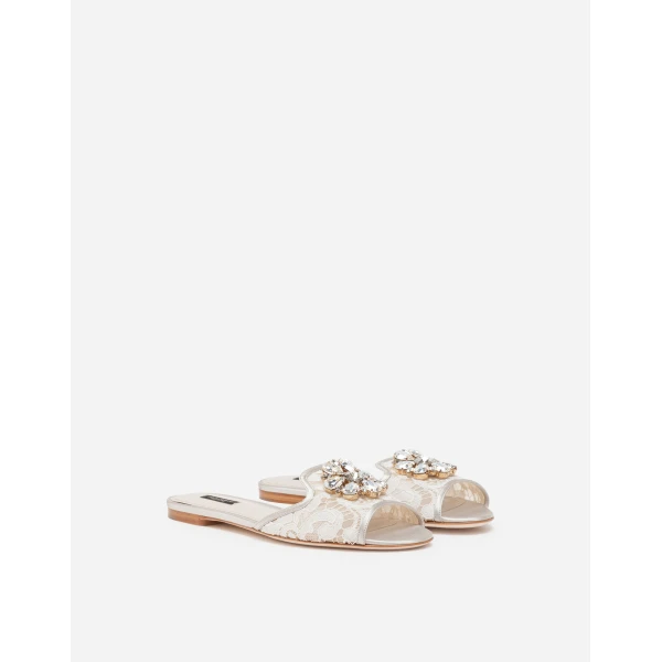 Ice Dolce & Gabbana Slippers in lace with crystals, view 2 | Flip Flops & Slides