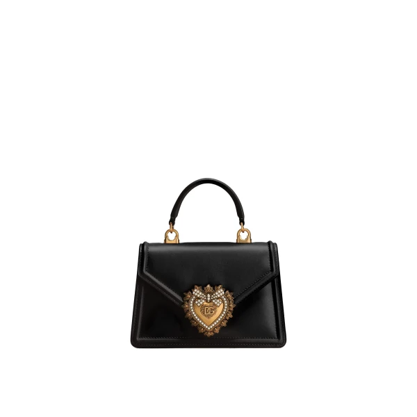 Black Dolce & Gabbana Small Devotion bag in smooth calfskin | Shoulder & Crossbody Bags
