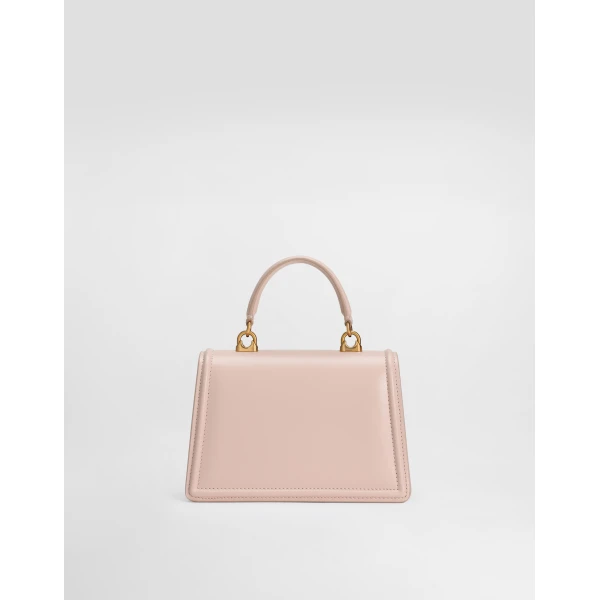 Pale Pink Dolce & Gabbana Small Devotion bag in smooth calfskin, view 4 | Shoulder & Crossbody Bags