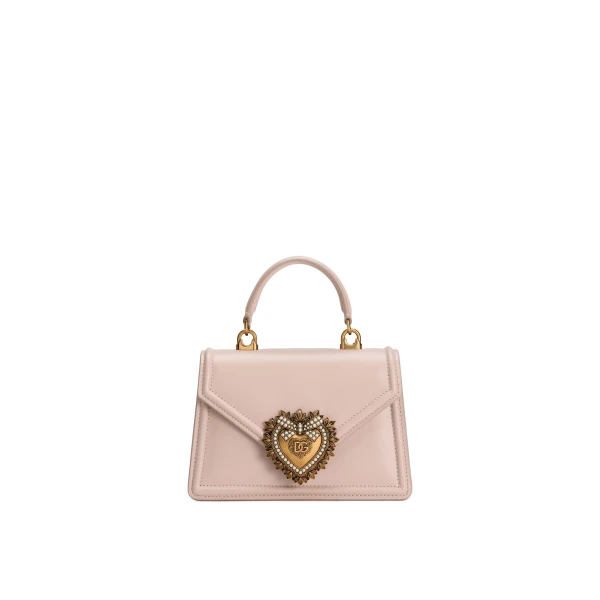 Pale Pink Dolce & Gabbana Small Devotion bag in smooth calfskin | Shoulder & Crossbody Bags