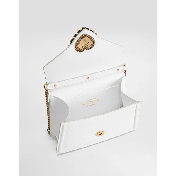 White Dolce & Gabbana Small Devotion bag in smooth calfskin, view 5 | Shoulder & Crossbody Bags